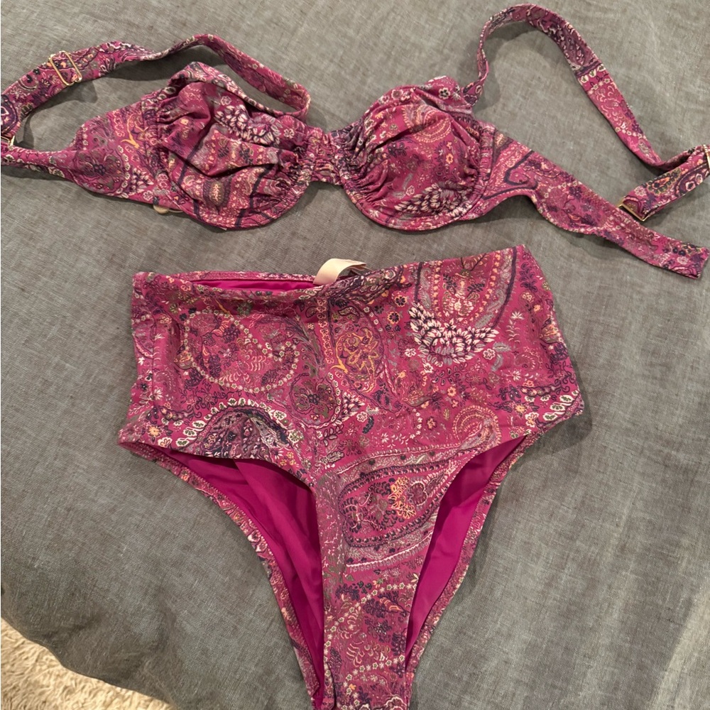 Cleobella Pink Paisley Bikini Set